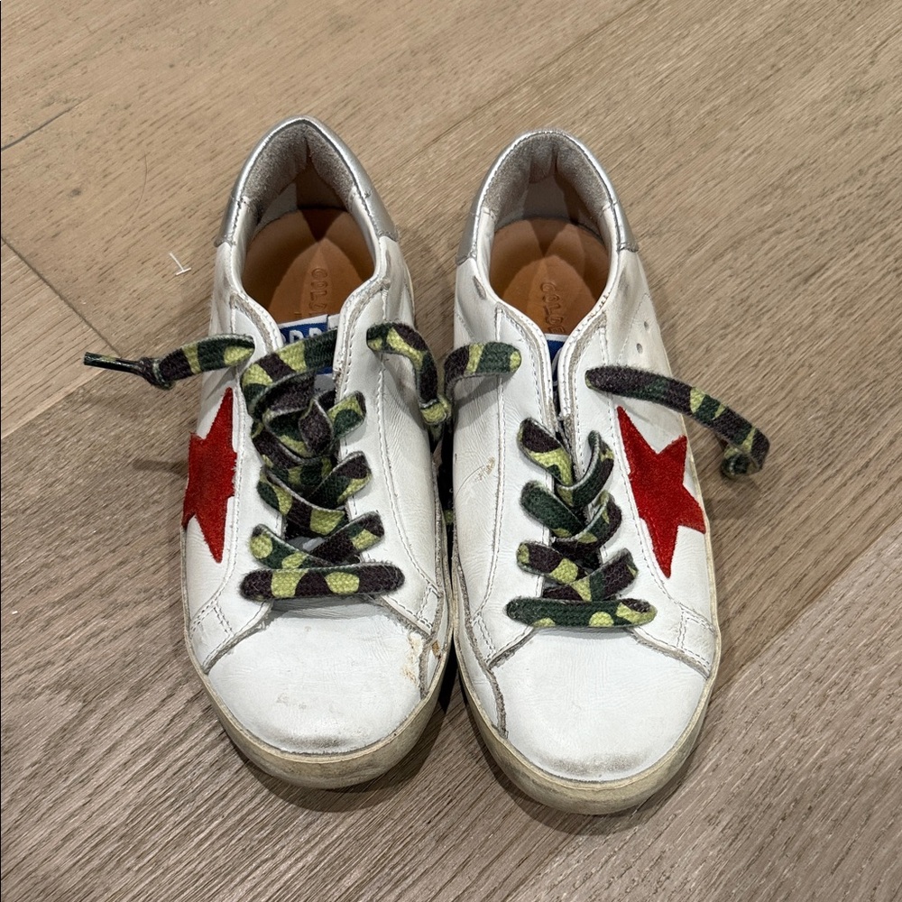 Golden Goose Kids White Sneakers with Red Star